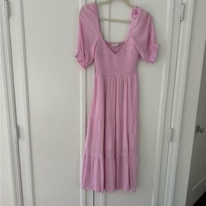 Abercrombie Short Sleeved Smocked Midi Dress with slit
